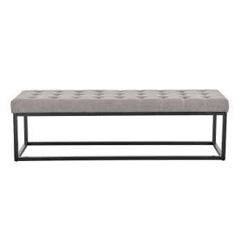 Sarantino Cameron Button-tufted Upholstered Bench With Metal Legs By Sarantino - Light Grey Linen