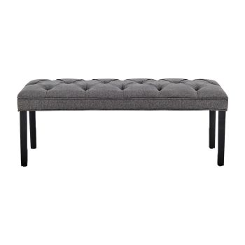 Sarantino Cate Button-tufted Upholstered Bench With Tapered Legs - Dark Grey Linen