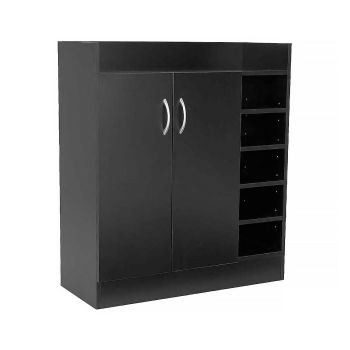 Sarantino New 21 Pairs Shoe Cabinet Rack Storage Organiser Shelf 2 Doors Cupboard Black