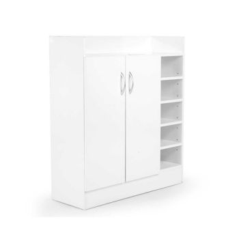 Sarantino New 21 Pairs Shoe Cabinet Rack Storage Organiser Shelf 2 Doors Cupboard White