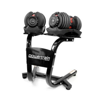 Powertrain 2x 24kg  Adjustable Dumbbells with Stand