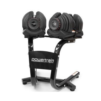 Powertrain 2x 40kg Powertrain Adjustable Dumbbells with Stand