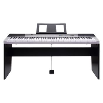 Karrera 88 Keys Electronic Keyboard Piano with Stand Silver