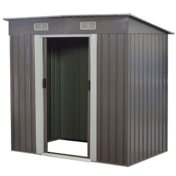 Wallaroo 4ft x 8ft Garden Shed Flat Roof Outdoor Storage - Grey