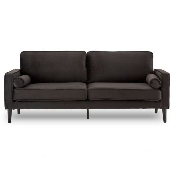 Sarantino Faux Velvet Sofa Bed Couch Furniture Lounge Suite - Black