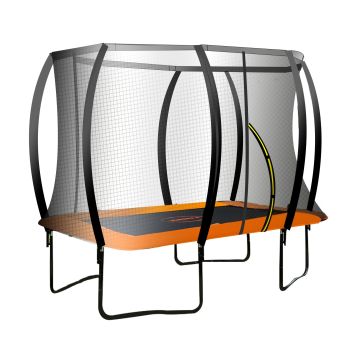 Kahuna 8ft X 11ft Outdoor Rectangular Orange Trampoline with Safety Enclosure.