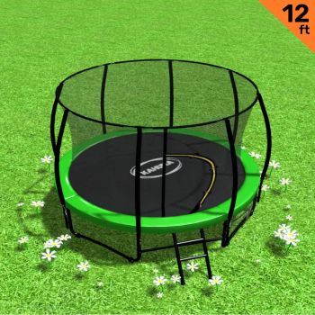 Kahuna 12ft Trampoline Free Ladder Spring Mat Net Safety Pad Cover Round Enclosure Green