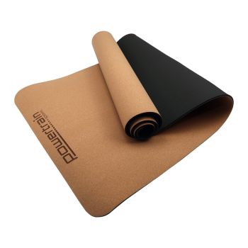 Powertrain Cork Yoga Mat with Carry Straps Home Gym Pilates - Plain