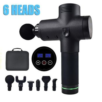 POWERFUL 6 Heads LCD Massage Gun Percussion Vibration Muscle Therapy Deep Tissue Black