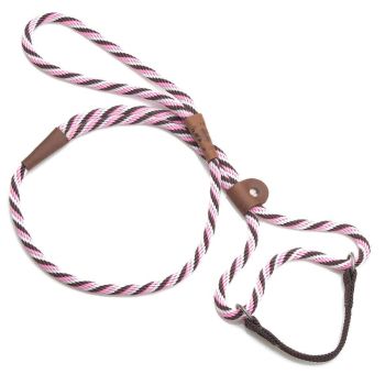 MENDOTA DOG WALKER - MARTINGALE LEASH - Made in the USA Length 3/8in x 6ft(10mm x 1.8m) - Twist - Pink Chocolate