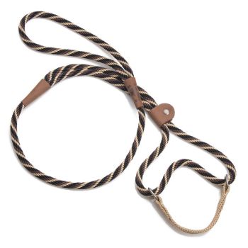 MENDOTA DOG WALKER - MARTINGALE LEASH - Made in the USA Length 1/2in x 6ft(13mm x 1.8m) - Twist - Mocha