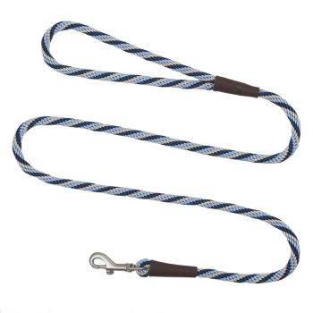 Mendota Clip Leash Small - lengths 3/8in x 6ft(10mm x1.8m) Made in the USA - Twist Arctic Blue