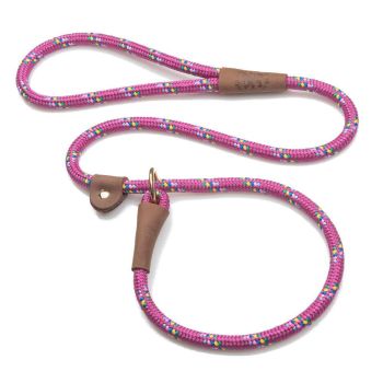 Mendota British Style Slip Leash - Length 1/2in x 4ft(13mm x 1.2m) - Raspberry Confetti