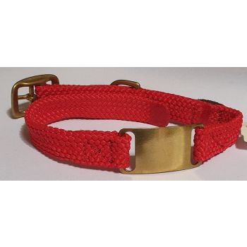 Mendota Products - ID Junior Dog Collar with Brass Tag - SIZES: 35CM,  - Made in the USA - Red