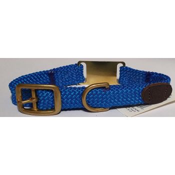 Mendota Products - ID Junior Dog Collar with Brass Tag - SIZES: 35CM,  - Made in the USA - Blue