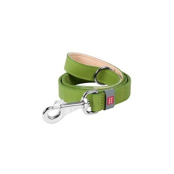 Waudog Flat Leather Clip Leash 25MM GREEN 122CM