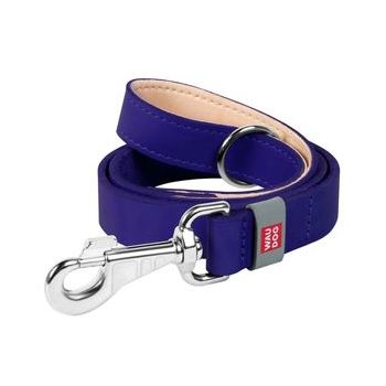 Waudog Flat Leather Clip Leash 25MM PURPLE 122CM