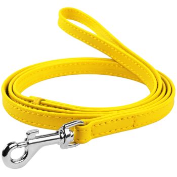 Waudog Leather Flat Clip Leash W25MM - L122CM YELLOW