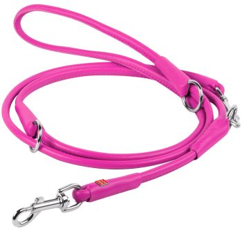 Waudog Pink Leather Round Adjustable Clip Leash W10MM-L183CM 