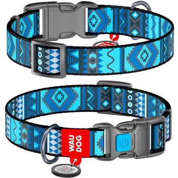 Collar Company Dog Collar Nylon - Printed with - ETNO BLUE 24-40CM