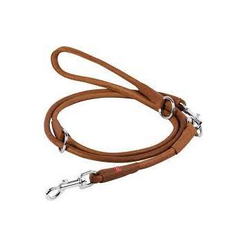 Waudog Leather Dog Clip Leash 10MM BROWN ADJUSTABLE 183CM