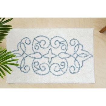 Cotton Medallion Tufted Non Slip Jacquard Bath mat