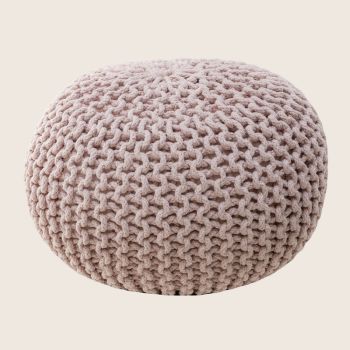 Braided Ottoman Pouffe Footstool Hand Knitted (Blush Pink)