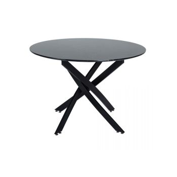 Round Marble-Effect Table-Black