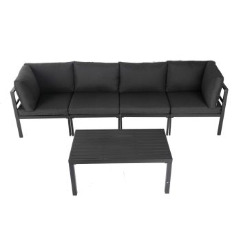 Outdoor Charcoal Grey Minimalist 5 Piece Lounge Set