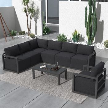 Alfresco 7-Seat Garden Lounge Set â€“ Charcoal Grey