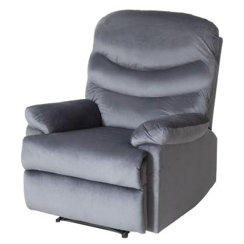 Wide Manual Single Recliner Sofa-Velvet Grey