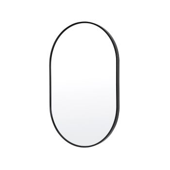 Wall Mirror Oval Aluminum Frame Bathroom 50x75cm BLACK