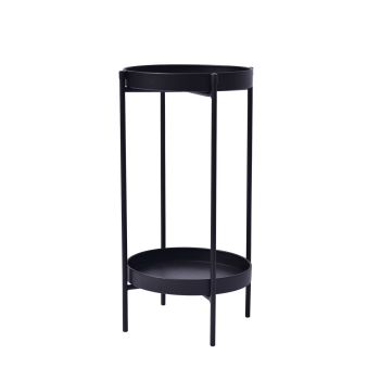 Plant Stand 50cm Planter Shelf Rack Display Steel 2 Tier BLACK