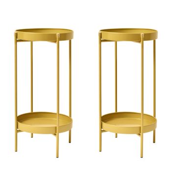 2X Plant Stand 50cm Planter Shelf Rack Display Steel 2 Tier GOLD