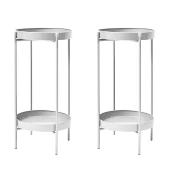 2X Plant Stand 50cm Planter Shelf Rack Display Steel 2 Tier WHITE