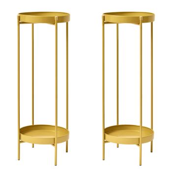 2X Plant Stand 80cm Planter Shelf Rack Display Steel 2 Tier GOLD