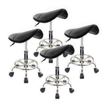 4X Swivel Salon Barber Stool Chair Saddle Type BLACK