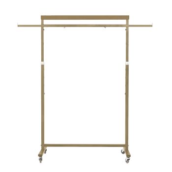 Clothes Rack Coat Stand Hanging Adjustable Rollable Steel GOLD