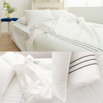 Saesom Flua Snow Comforter Set Double Cool Quilt Bedspread WHITE