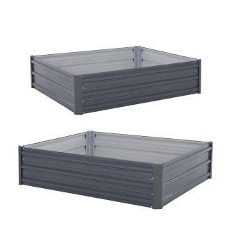 2X Raised Garden Bed Galvanised Steel Planter 120 x 90 x 30cm GREY