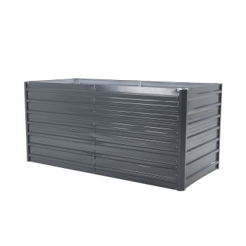 2-in-1 Raised Garden Bed Galvanised Steel Planter 320 x 80 x 77cm GREY