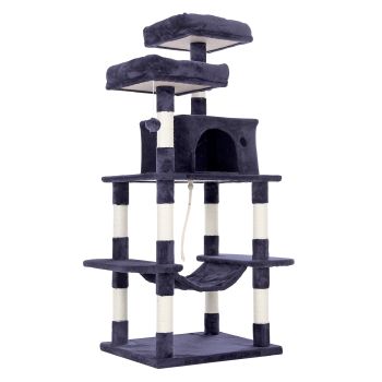 Cat Tree Multi Level Sisal Scratcher WHISKY 145cm Condo House Tower GREY