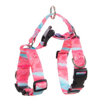 Dog Double-Lined Straps Harness and Lead Set Leash Adjustable L MARBLE PINK