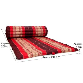 Day bed Roll Out Mattress XL Large Foldout Mat relaxation day bed camping or Yoga Matt Natural Kapok FilledÂ RED