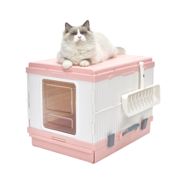 YES4PETS XL Portable Cat Toilet Litter Box Tray Foldable House with Handle and Scoop Pink