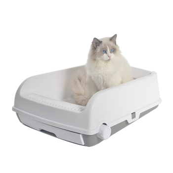 YES4PETS Large Cat Litter Tray Box Kitty Toilet with Rack Scoop Drawer-Style Cleaning Box White