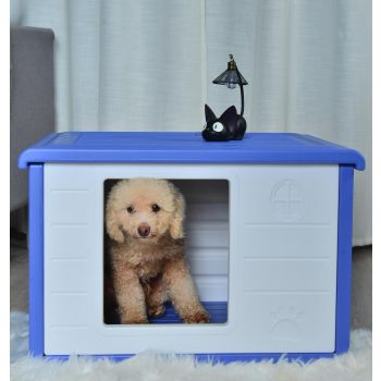 YES4PETS Small Plastic Pet Dog Puppy Cat House Kennel Blue