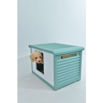 YES4PETS Small Plastic Pet Dog Puppy Cat House Kennel Green