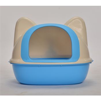 YES4PETS Medium Hooded Cat Toilet Litter Box Tray House With Scoop Blue