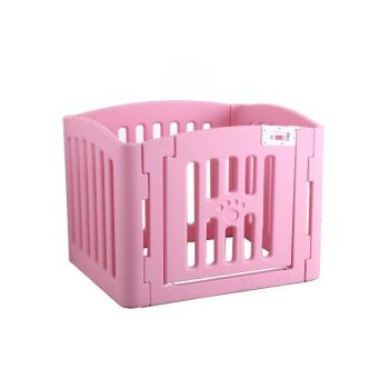 YES4PETS 4 Panel Plastic Pet Pen Pet Foldable Fence Dog Fence Enclosure With Gate Pink